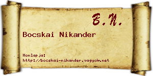 Bocskai Nikander névjegykártya